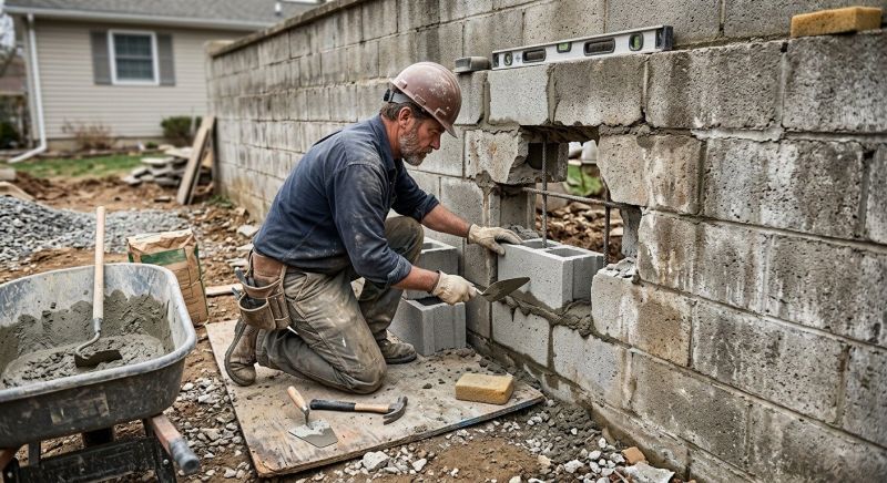 Cinder Block Wall Repair in Cleveland, OH